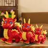 Adorable Peluche Dragon du Zodiaque Chinois 2024 Mascotte Rembourrée Coton PP Rouge