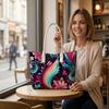 Bohemian Floral Print Casual Daily Large Tote Bag for Women Portable All-match Fashion Shoulder Bag for Shopping Travel Work