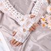 Pair Women Fingerless Party Cosplay Ritual Dance Gothic Gloves Silk Ribbon Punk Mittens Lace Gloves