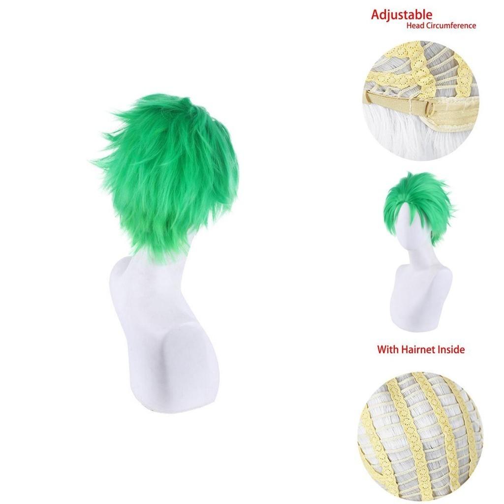 One Piece Roroya Zoro Cosplay Wig Premium Synthetic Silk Fiber Heat Resistant Halloween Costume Prop