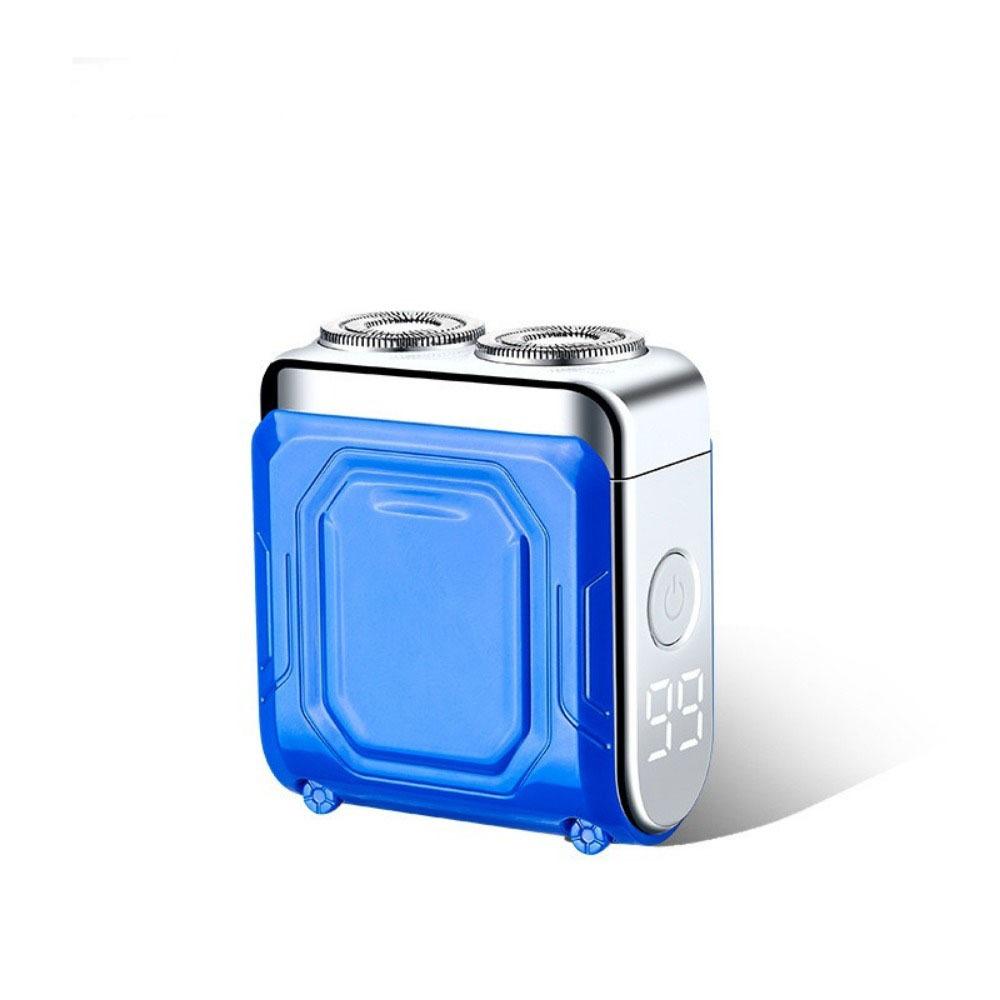 High Speed Motor Mini  Electric Shaver Double Head Pocket Rotary Razor  Travel Use синий