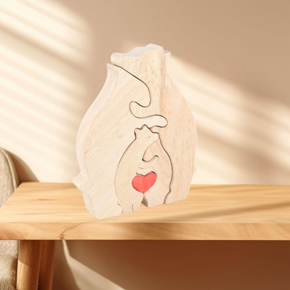 4.72x5.91x0.79in Beech Wood Bear Puzzle Ornament  Cabinet Surface Layout Craft