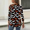 Women's T Shirt Halloween Print Button 3/4 Sleeve Daily Weekend Fashion Basic V- Neck Regular Top