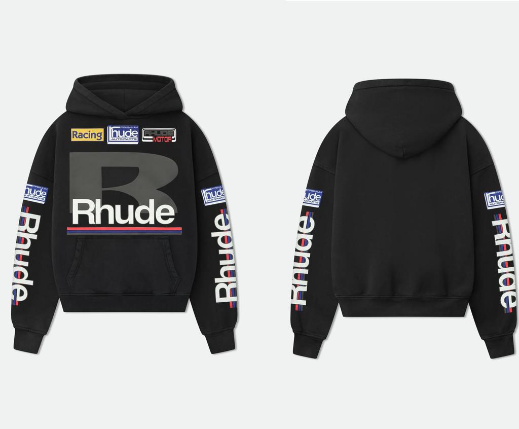 25SS RHUDE Geometric Hooded Sweatshirt - Men's Trendy European & American Style Jacket