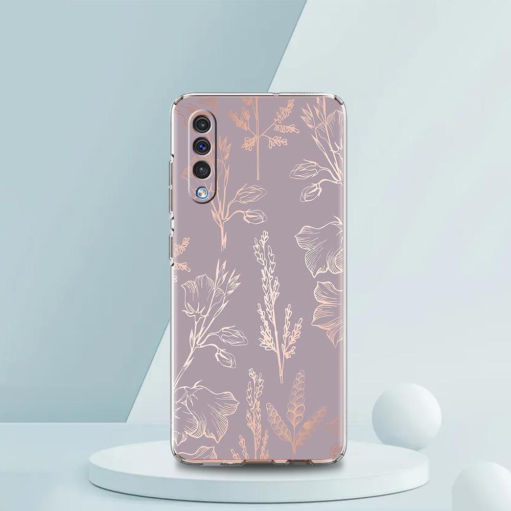Gold Rose Love Heart Phone Case For Samsung A16 A14 A12 A22 A32 5G A34 A42 A52 A54 A50 A70 A30 A40 A20E A10S A02S A04S A06 Cover