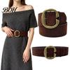 Wide Cinched Belt for Figure Shaping Vintage Waist Belt, Women Retro Faux Leather with C Buckle, Brown Suede High Street Dresses Jeans Soft Cincher