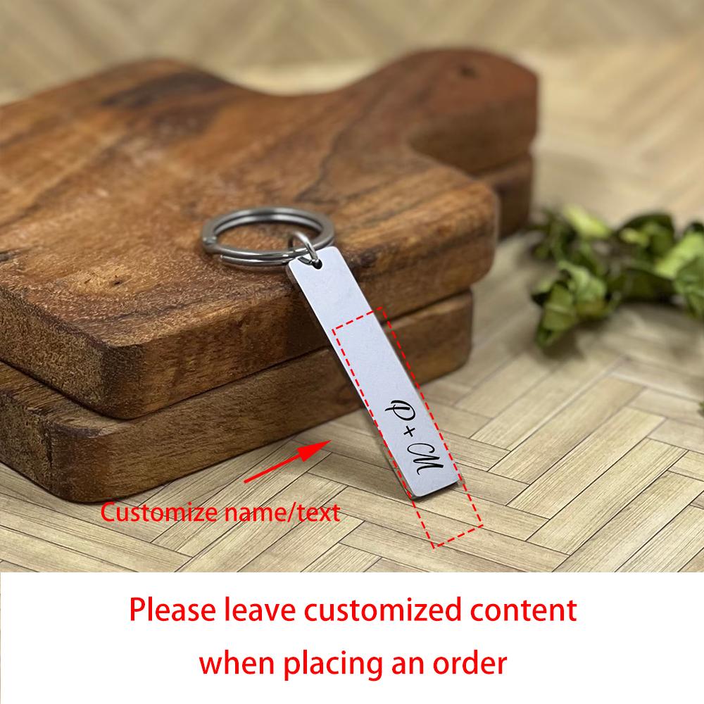 Personalized Stainless Steel Keychain Engraved Key Chain Birthday Gifts for Him Best Friend Mom Boyfriend Wedding Bridal Shower