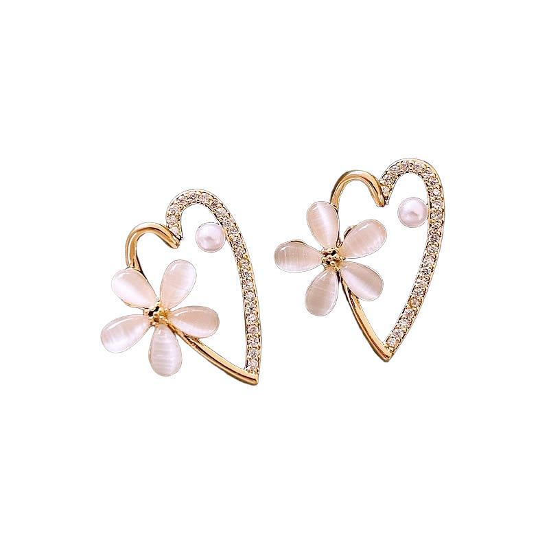 BELLA BOX Silver Needle Light Luxury Zircon Pearl Earrings, High-end And Elegant Light Luxury Stud Earrings