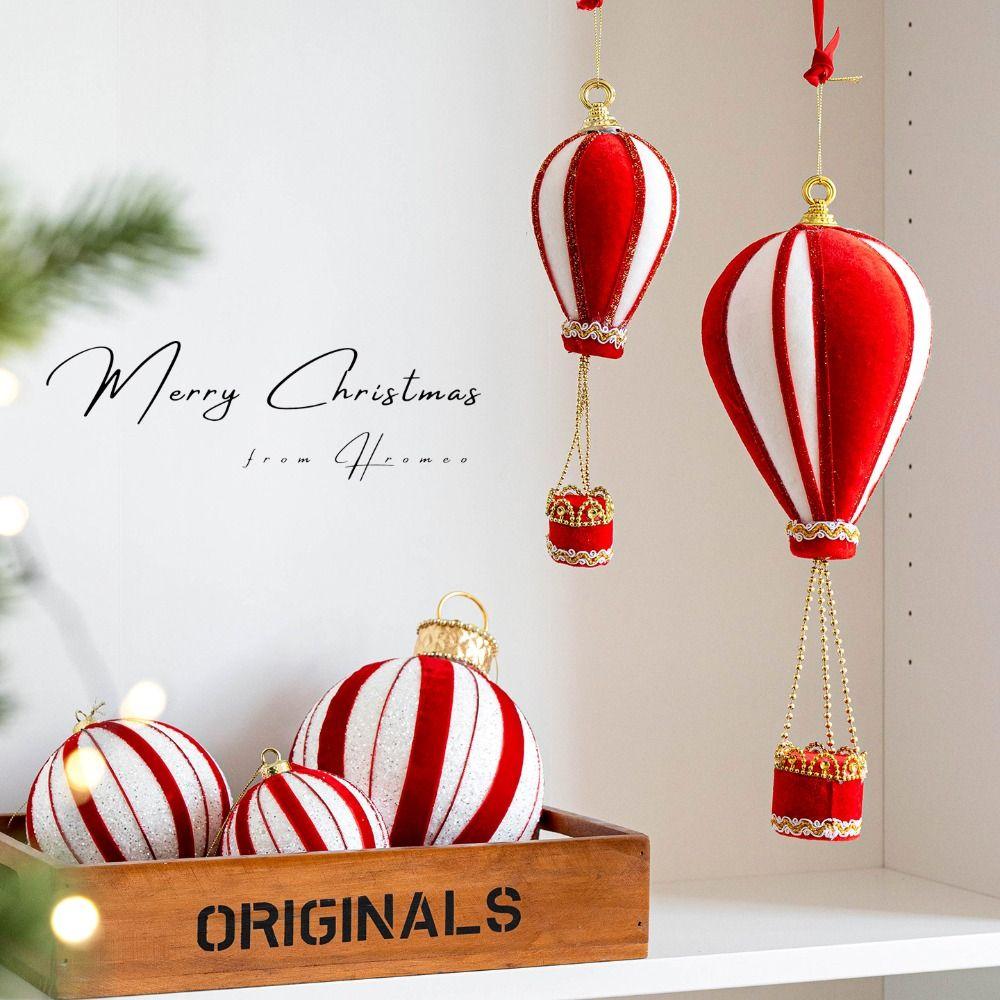 Creative Foam Christmas Hot Air Balloon Red&White DIY Decor Christmas Pendants Flannel Tree Ornaments Holiday Supplies