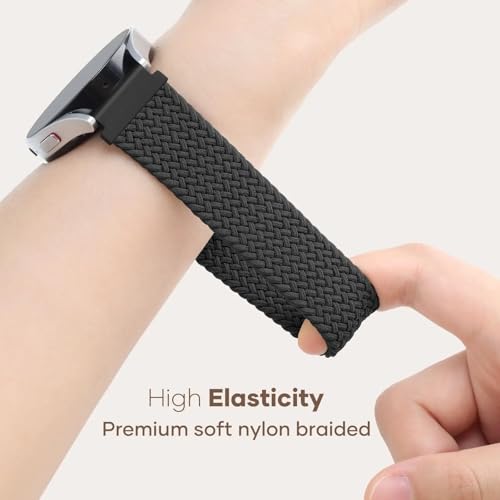 Compatible with Huawei Watch GT 6 Pro Braided Nylon Sports Replacement Strap Stainless Steel Metal Buckle Unisex 22mm Black A