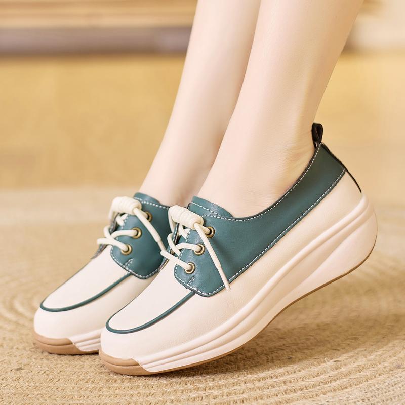 Lady Platform Loafers Casual Elegant Students Black Leather Sneakers for Girl Plus Size