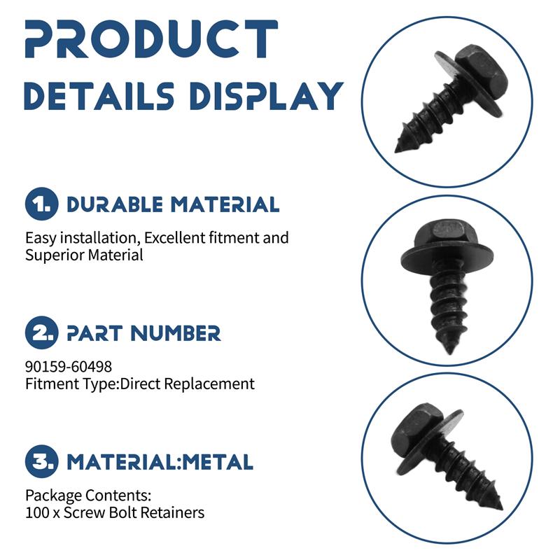 Fender Liner Under Cover Screw Bumper Tapping Screws Auto Fastener Bumper Tapping Screws For Toyota 90159-60498-A87Q