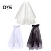 Halloween Veil Double-Layered Ribbon Bow Decoration Soft Mesh Veil Wedding Halloween Cosplay Photography Accessories