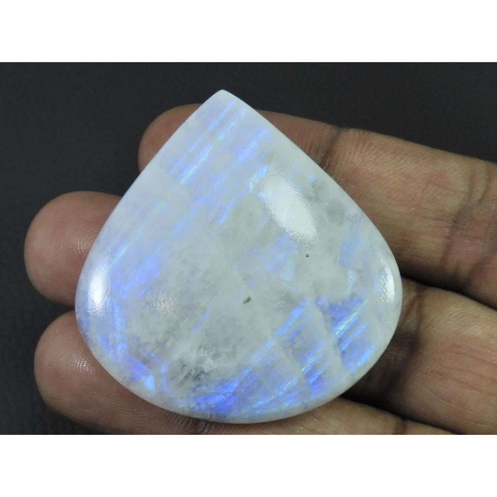 44X44X07MM Natural Rainbow Moonstone Pear Cabochon Loose Gemstone 110Cts. C-1614