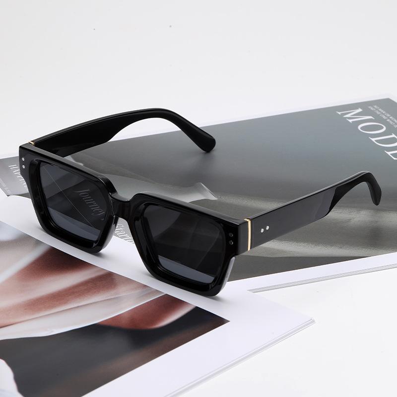 European and American style retro thick frame square sunglasses rice nail decoration Internet celebrity street photography accessories men and women s