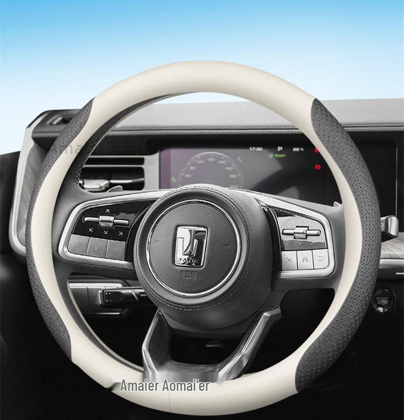 Genuine Leather Steering Wheel Cover for Tank 300/400/500, All-Season, Summer-Ready.