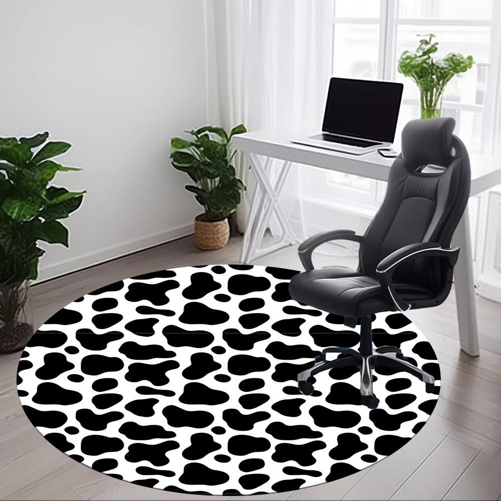 1pc Cowprint Chair Carpet for Office, Soft, Non Slip Polyester Mat, Office, Entryway, Living Room, Bedroom
