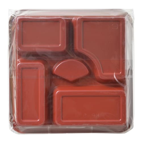 Fukusuke Mokko Food Packs with Dividers, 3-Pack, Silver and Vermilion, 27cm x 27cm x 4cm, Made in Japan, Commercial Use, Takeout Containers, Disposabl