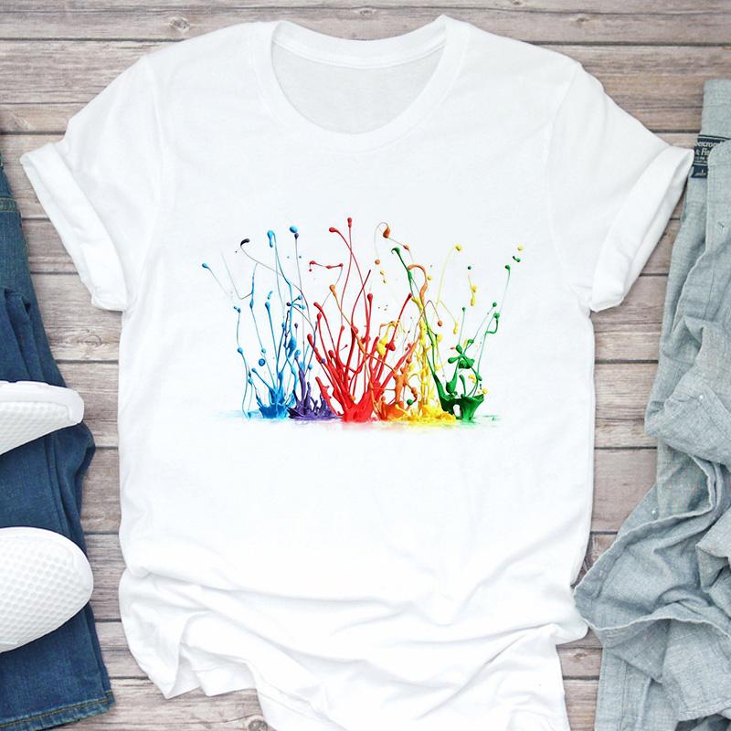 Women T-Shirt 3D Make Up Color Graphic Top Female T Shirt Harajuku Streetwear O-Neck Clothing Casual Ladies Tee Tops Shirts