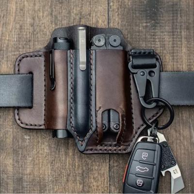 Cowhide EDC Tactical Tool Holster Vintage Outdoor Storage Gun Holster Sports Belt Pouch Knife Holster Flashlight Holster