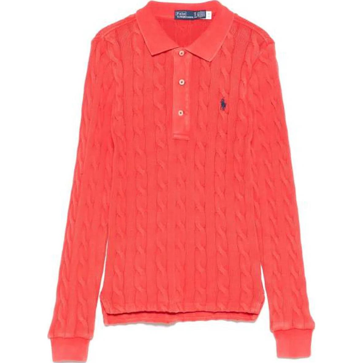 

Топ вязаный с длинным рукавом в рубчик с вышивкой логотипа Polo Ralph Lauren Женские топы 211959100-003 XS