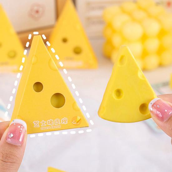 Cheese Shape Eraser Cute PVC Erasers for Kids Students Fun Classroom Prize School Supply for Kindergarten Party Favors
