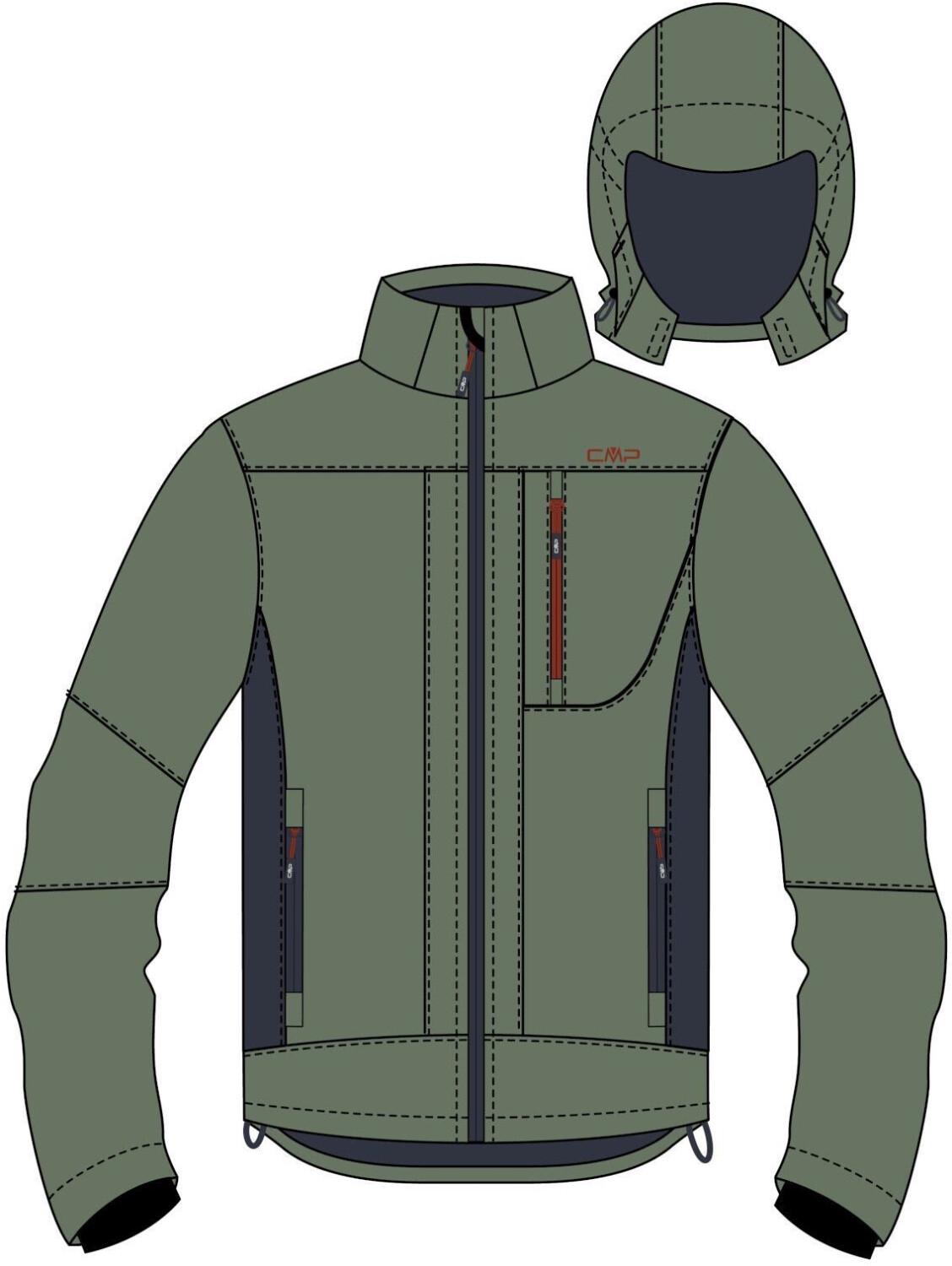 

Куртка CMP мужская софтшелл с отстегивающимся капюшоном (3A01787N) Капюшон на молнии (3A01787N) salvia 56