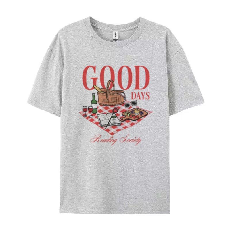 Women Cute Reading Society TShirt Y2k Aesthetic Picnic Graphic Tees Short Sleeve Bookish Shirt Trendy Fashion Vacation Tops S