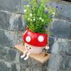 Swing Mushroom Hanging Planter Cartoon Mushroom Flower Pot Resin Succulents Planter