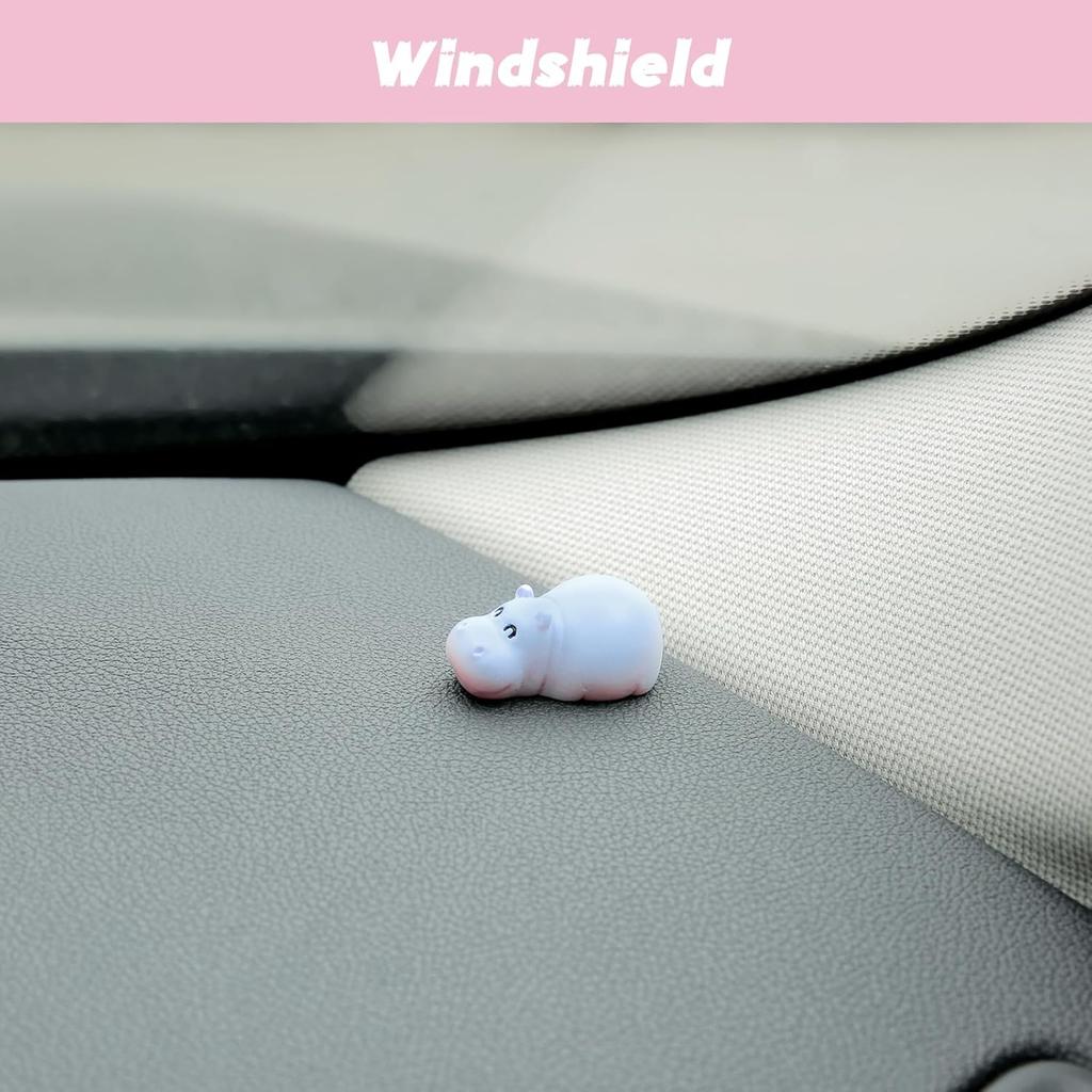 YGMONER Mini Hippopotamus Car Dashboard Figurines Set of 6 Cute 1inch Hippo Car Decorations Kawaii Car Interior Decor Accessories Gifts for Hippo