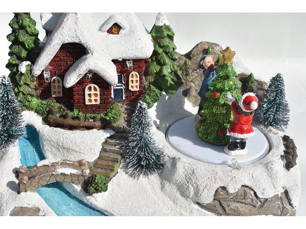 LED Luminous Musical Christmas Ornaments - European Style Fairy Lights Snow House for Window Display and Gifts