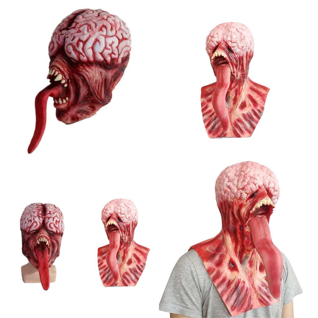 Bw Gy-a019 Long Tongue Monster Latex Bald Tyrant Headgear Halloween Horror Mask