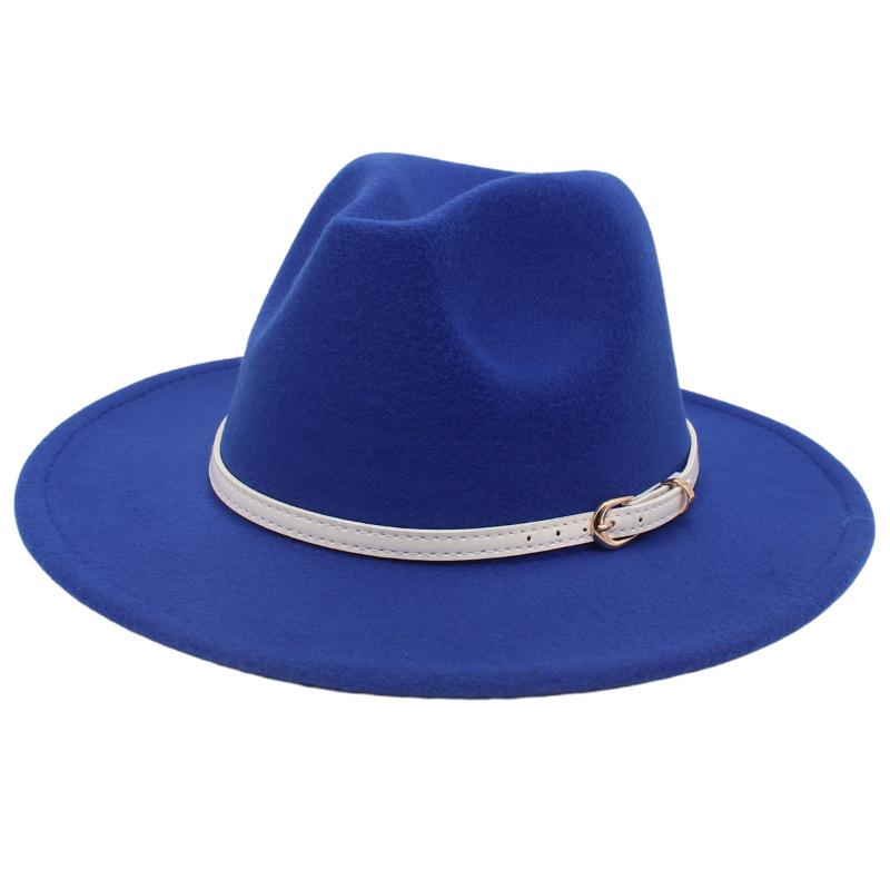 Big Brim Top Hat Women'S Coat With Hat Felt Hat Solid Color Cashmere Jazz Hat