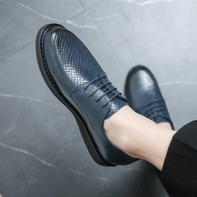 

Мужские модельные туфли Мужские кожаные дышащие деловые туфли дерби Мужская повседневная обувь 44 синий