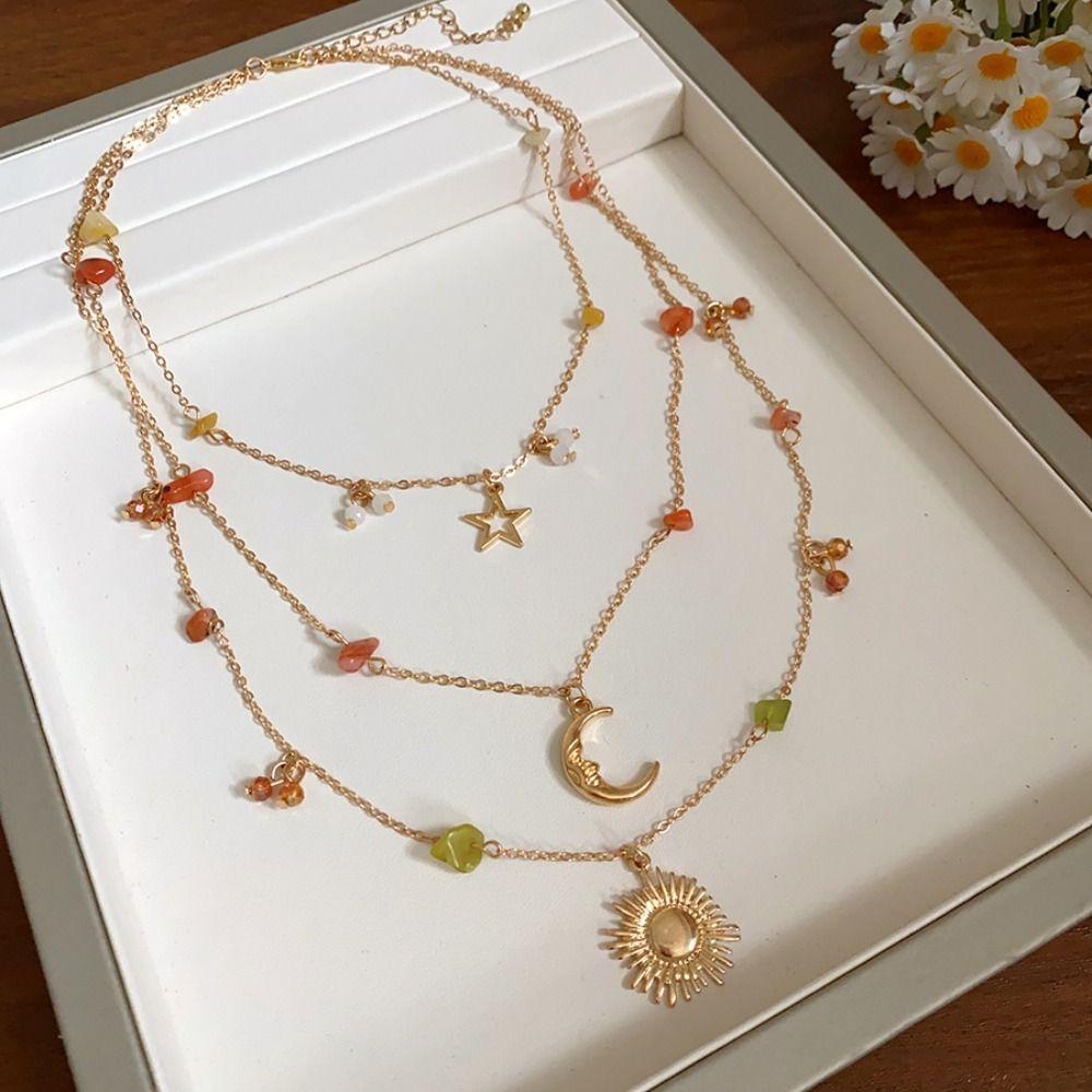 Pendant Y2K Multilayer Necklace Bead Bowknot Clavicle Necklace Fashion Clavicle Chain Women  Girls