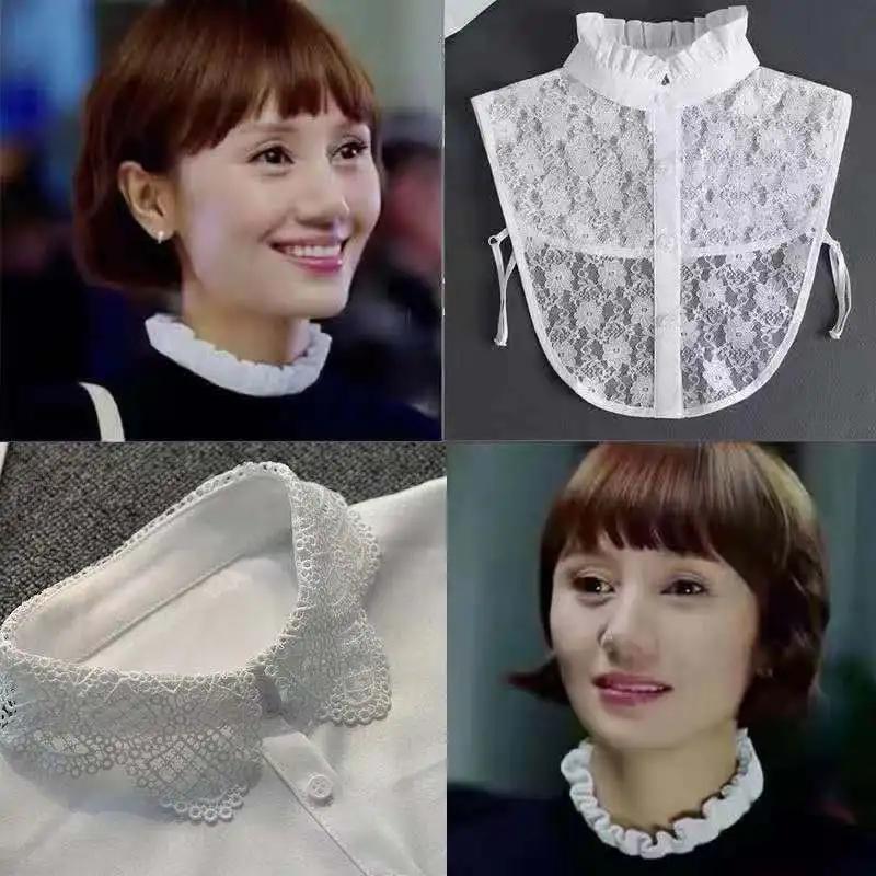 Fake Collar For Shirt Detachable Collars Solid Shirt Lapel Blouse Top Men Women Black White Girls Top Clothes QH132
