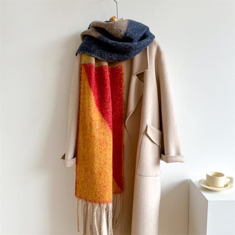 Women Autumn Winter Scarf For Female Fashion Tassel Long Neckerchief Men Intensification Warm Shawl Europe America Elegant Wraps