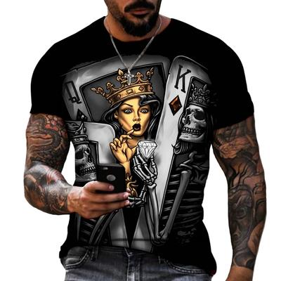 Herren Kurzarm T-Shirt Gothic Dark Skeleton Horror Style Sehr gute Qualität Lycra Polyester T-Shirts Übergröße S-5XL Fat Shirt
