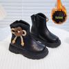 Beige Princess Ankle Boots for Girls - Soft Sole Leather, Non-Slip, 2025 New Style