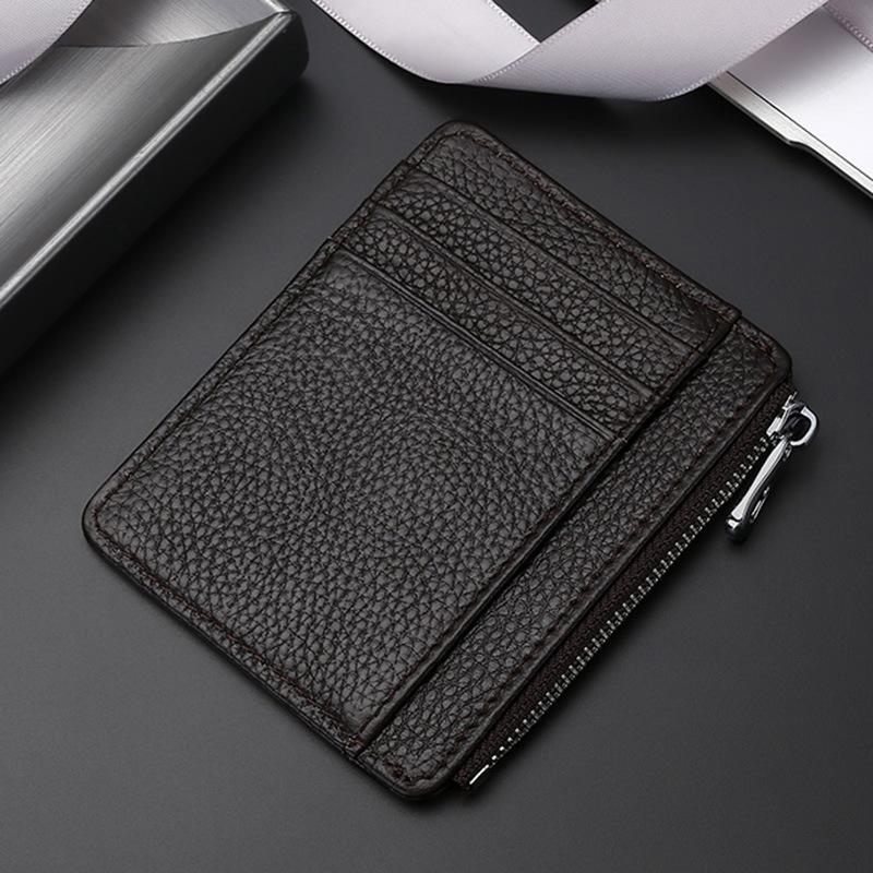 Genuine leather card bag, first layer cowhide card clip, ultra-thin bank credit card cover, multi-card position, and small ID bag.