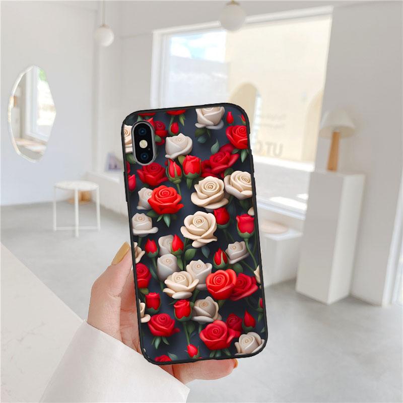 CJ17 Beautiful Roses Flower Soft Shell Phone Case for Redmi Note 13 14 Pro+ Plus A3 A3X 13X 13C 13R 14S 14C 14R