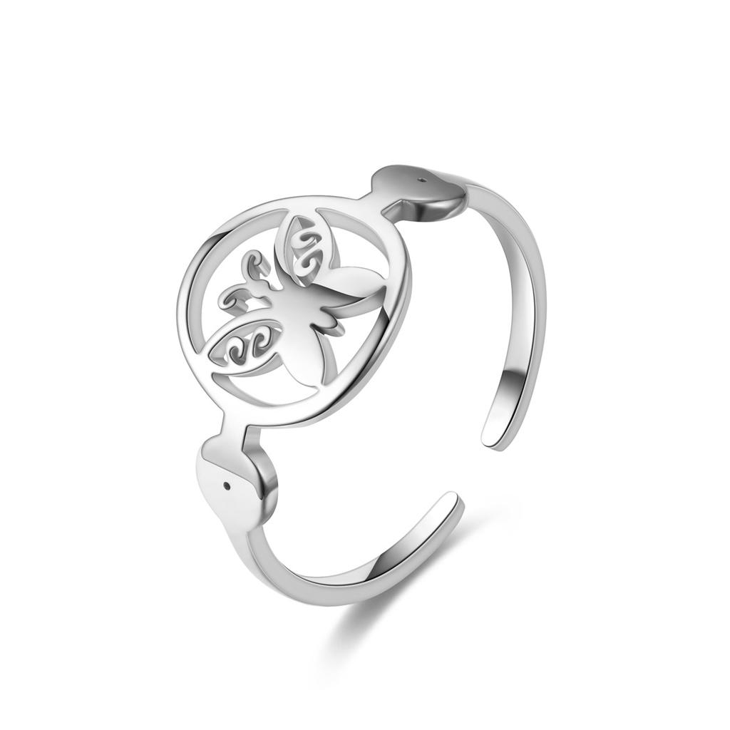 Fashion Geometric Open Stainless Steel Ring Women's Temperament Couple Ring Hand Jewelry