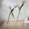 3/4 Transparent Striped Ribbed Glass Test Tube Vases for Floral Arrangements Plant Holder Container Home Office Decors