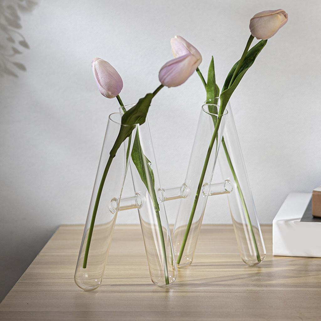 3/4 Transparent Striped Ribbed Glass Test Tube Vases for Floral Arrangements Plant Holder Container Home Office Decors