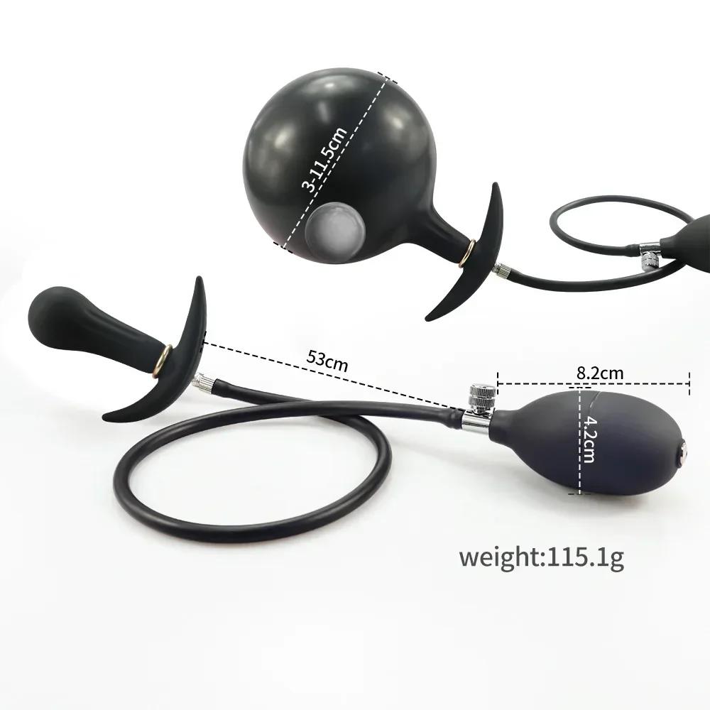 Inflatable Huge Butt Plug Built-in Steel Ball Women Vaginal Anal Dilator Expandable Silicone Prostate Massager Sex Toys for Men
