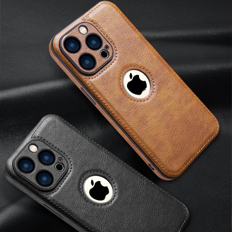 High Quality PU Leather Case for Apple iPhone 16 Pro Max 11 12 13 14 15 Plus X XR Logo View Luxury Business Mobile Phone Cover