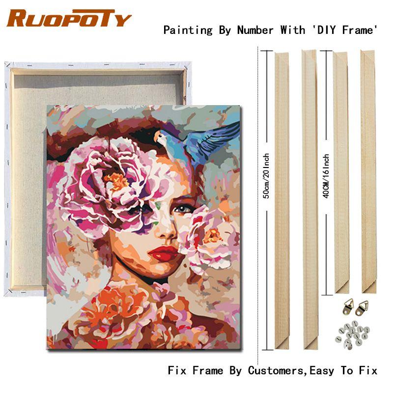RUOPOTY Color Lady Painting By Numbers Kits For Adults Abstract Figure Picture Acrylic Paint Color Draw Hand Painted On Canvas