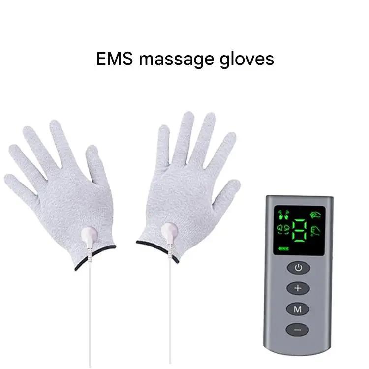 Horký prodej TENS/EMS Masážní rukavice 4 režimy Stimulátor svalů dlaně Přenosný Kosmetický Fyzioterapeutický Ruční Masážní rukavice pro úlevu od bolesti