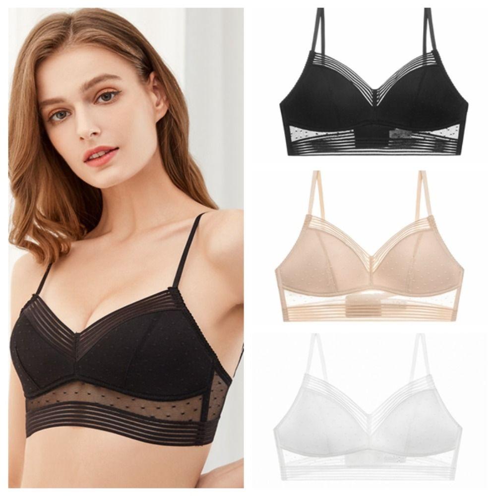 

Hollow Out Lace Dot Bra Stripe Bra for Women Sweet U-shaped Bralette Lingerie M тілесний