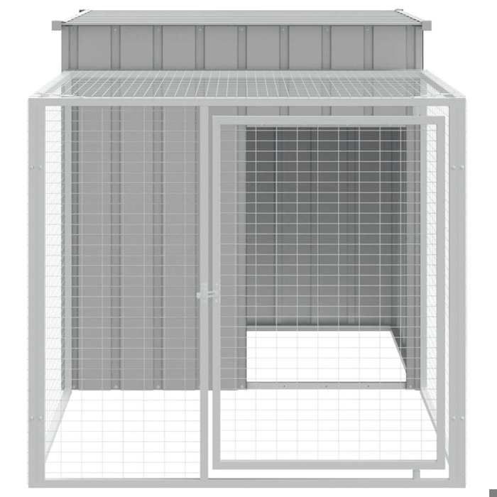 VidaXL Chicken Coop with Run Light Grey 110x201x110 Cm Galvanized Steel, Chicken Coop, Chicken Run, Chicken Coop with Run, 172360